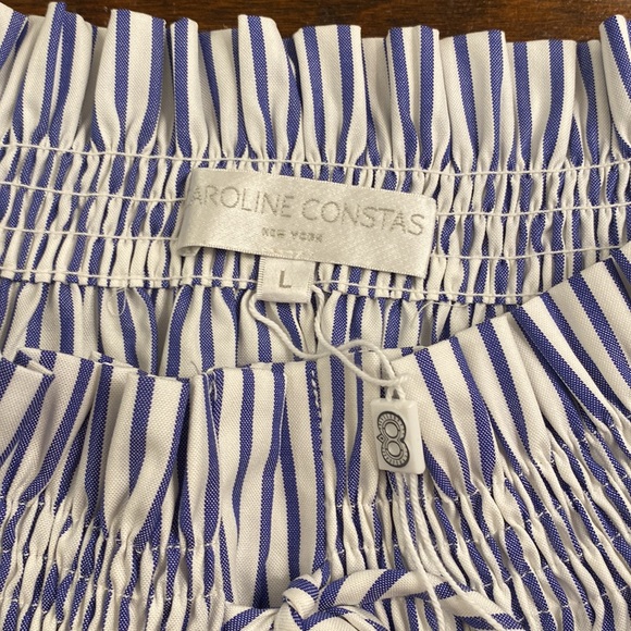Caroline Constas, L, off the shoulder peasant dress, royal blue stripe, NWT!! - Picture 8 of 11